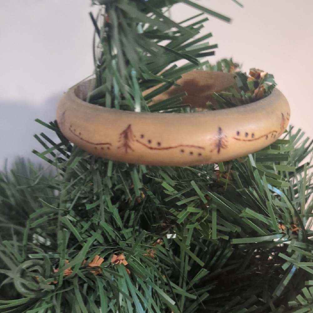 Wooden Bangle with Tree Design
